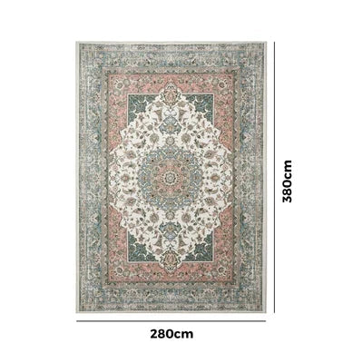 FR-PFW-PER-A-2838 Oikiture Vintage Persian Area Rug Washable Soft Low Pile Carpet 280X380cm