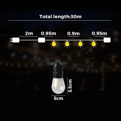 Scratched FSL-S1430-BK Mazam 30M LED Festoon String Lights Christmas Wedding Party Outdoor Waterproof