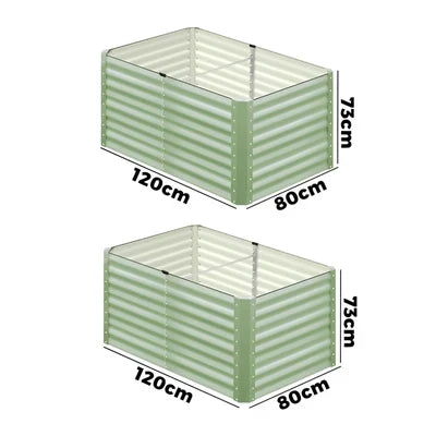 GB-73-12080-GN-2PC Livsip Garden Bed 240x80x73CM Raised Container Vegetable Planter Box Green