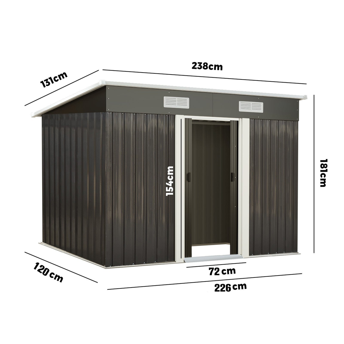 GS-4X8-GY-ABC Livsip Garden Shed Outdoor Storage Sheds 2.38x1.31M Grey Color | Garden Furniture