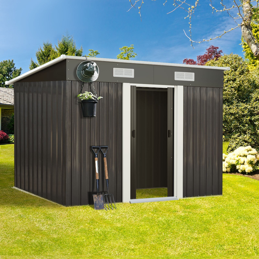 GS-4X8-GY-ABC Livsip Garden Shed Outdoor Storage Sheds 2.38x1.31M Grey Color | Garden Furniture