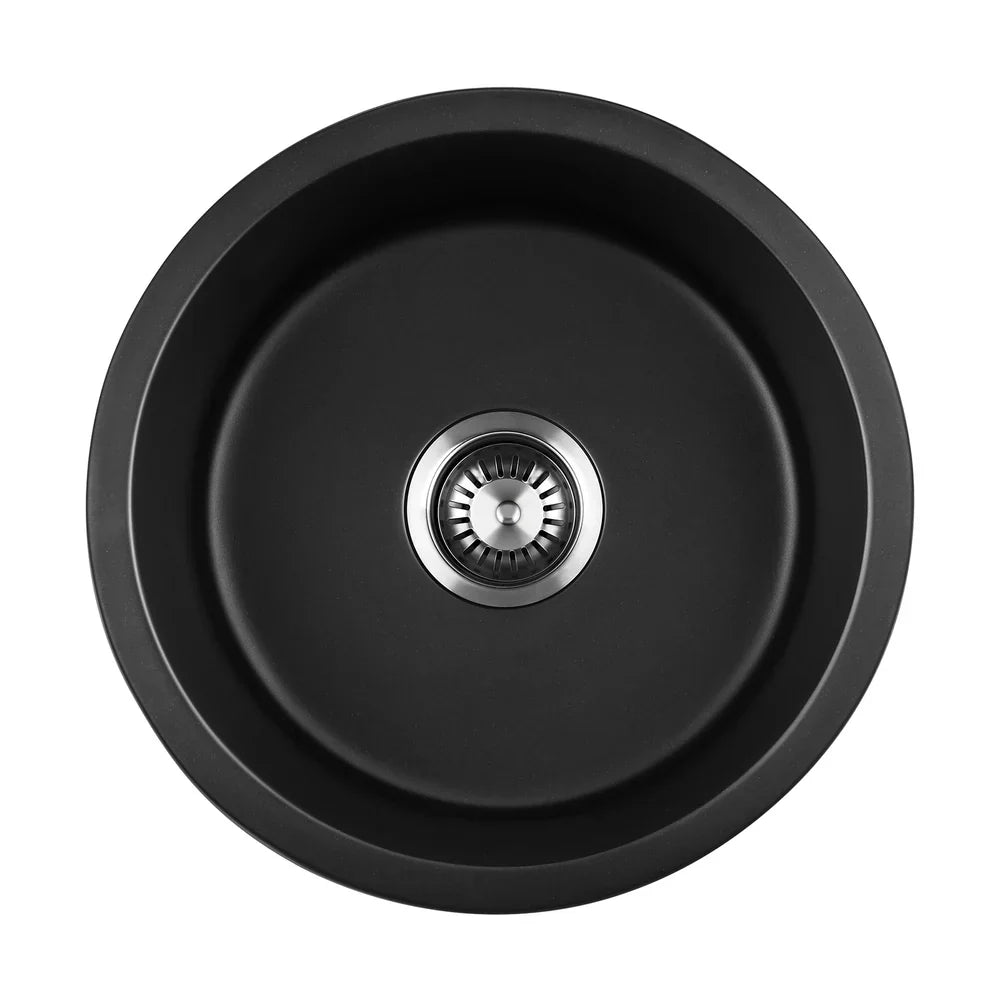 GSK-430R-BK Black Kitchen Granite Sink Stone Bathroom Basin Sink Single Bowl Under/Top Mount