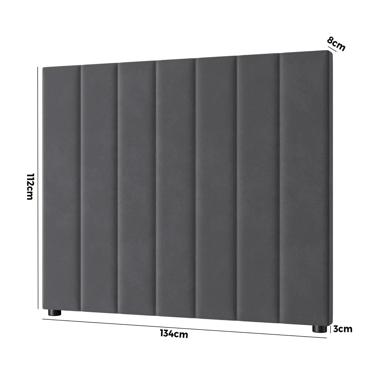 HB-EDDI-VV-GY Oikiture Bed Frame Headboard King Single Size Head Bedhead Grey Velvet