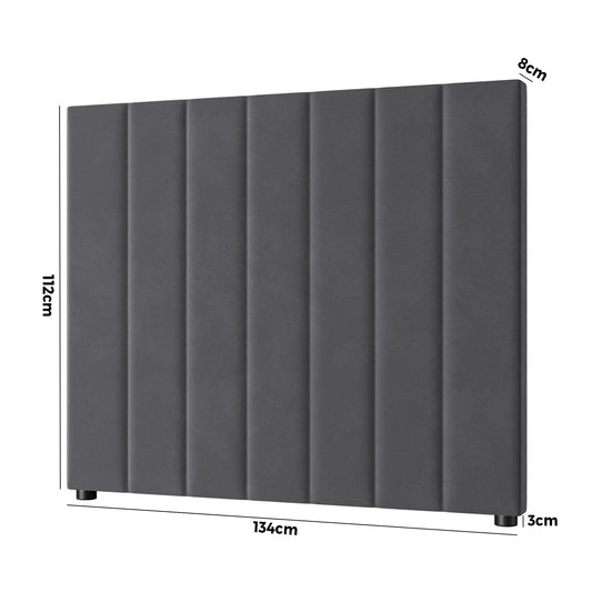 HB-EDDI-VV-GY Oikiture Bed Frame Headboard King Single Size Head Bedhead Grey Velvet