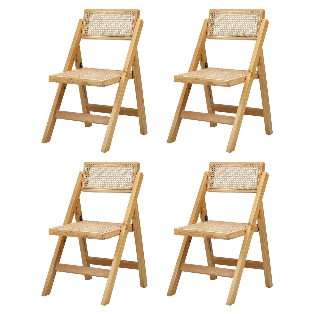 Oikiture Dining Chairs Folding Rattan Chair Wooden Accent Chair Natural