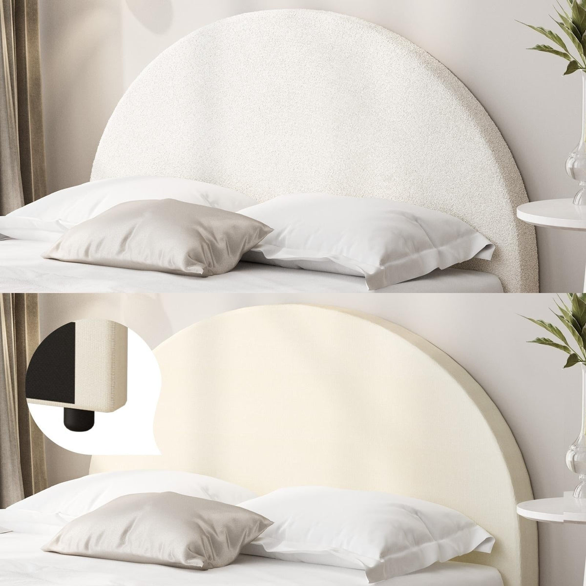 Oikiture Headboard Queen Double King Single Size Bed Head Bedhead Boucle Fabric