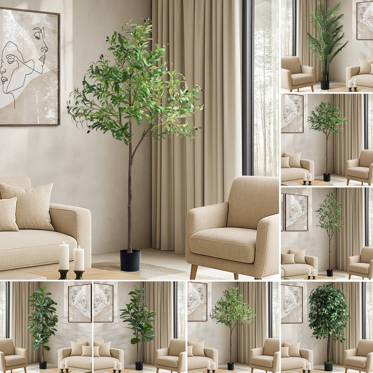Livsip 150-210cm Artificial Potted Plants Lifelike Fake Tree Home Garden Decor