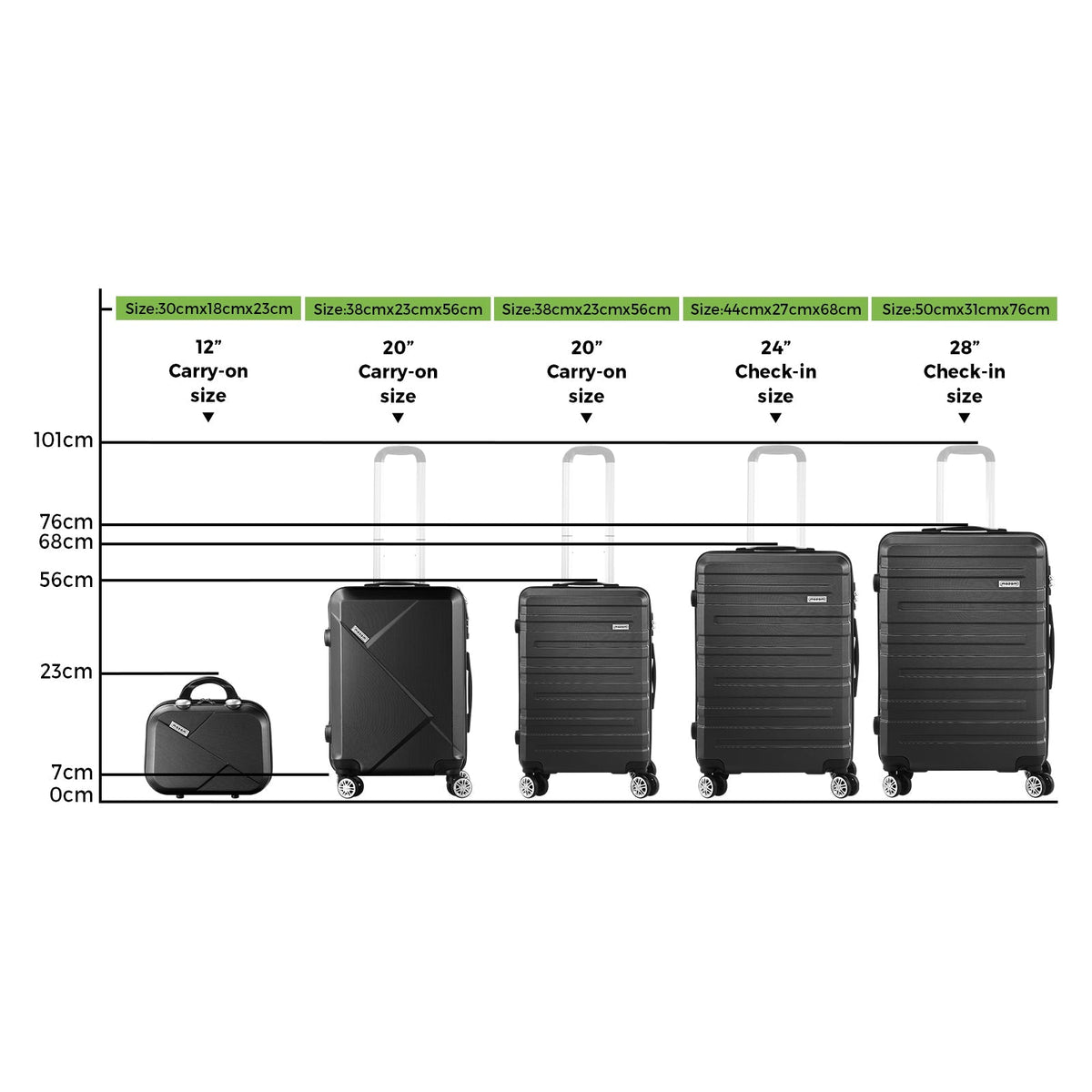 Mazam 1/2/3PCS Luggage Suitcase Trolley Set Travel TSA Lock Storage Hard Case