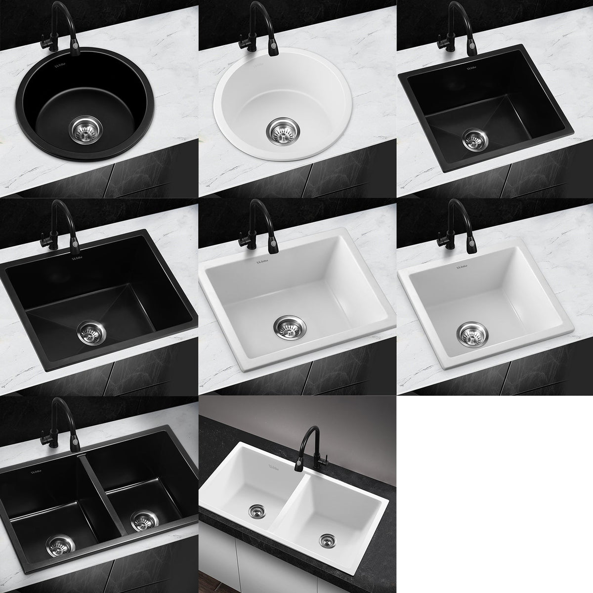 Welba Kitchen Sink Basin Stone Sink Bathroom Laundry Single Double Bowl