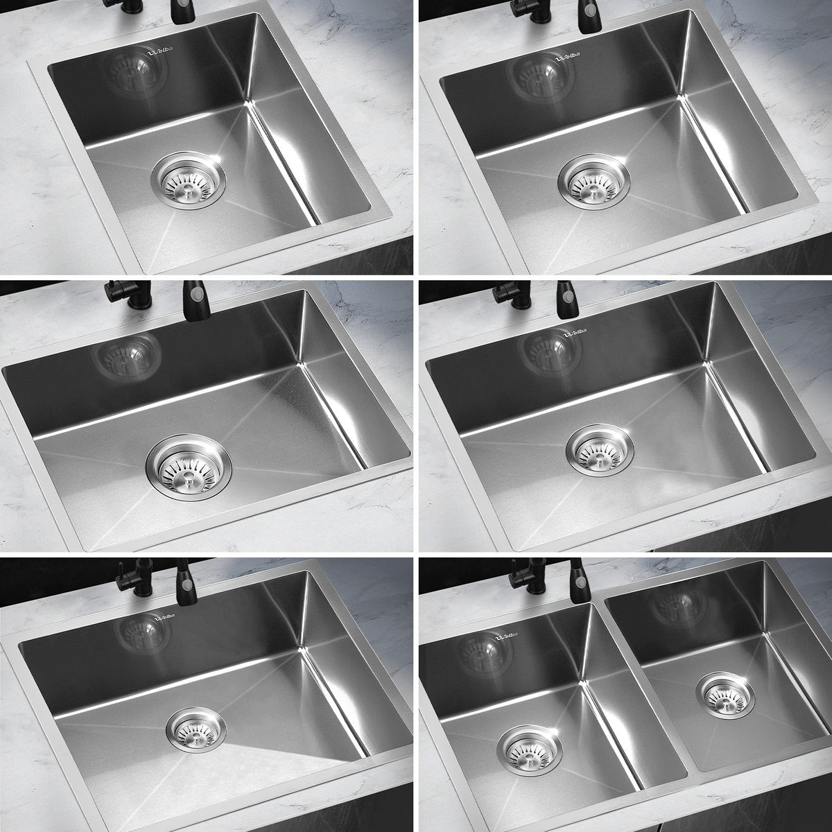 Welba Kitchen Sink Stainless Steel Single Double Bowl Basin With Waste Silver
