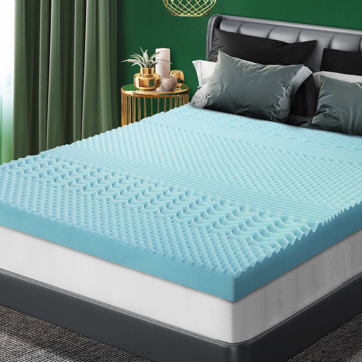 Bedra Memory Foam Mattress Topper Cool Gel Bed Pad Mat 7-Zone Underlay 5/8CM