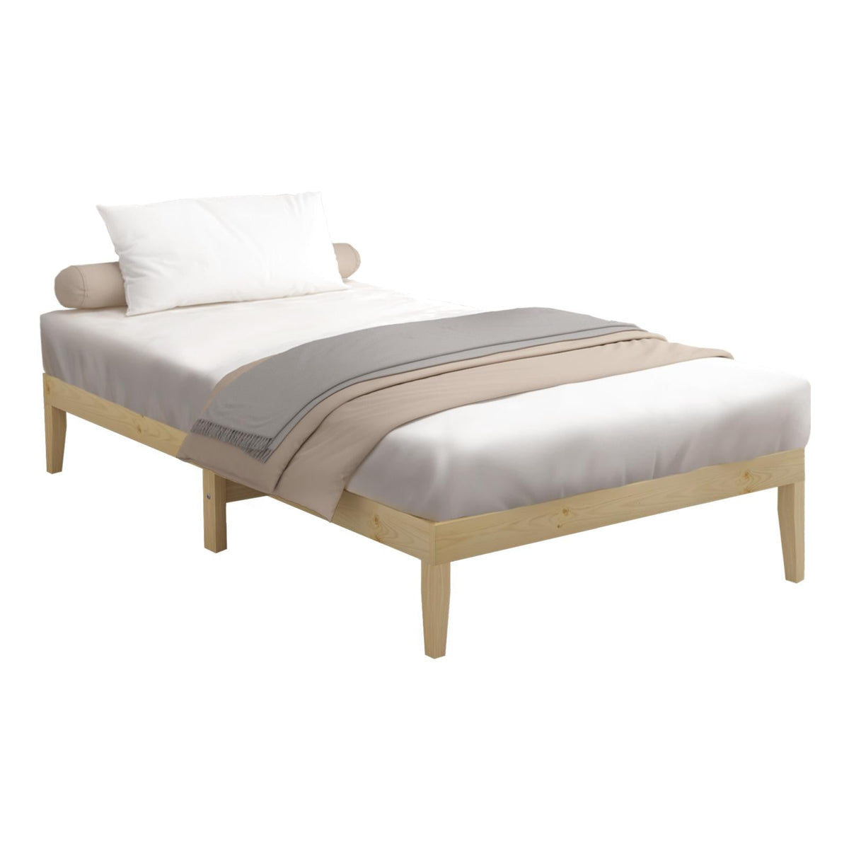 Oikiture Bed Frame Double Single King Single Size Wooden Timber Mattress Base