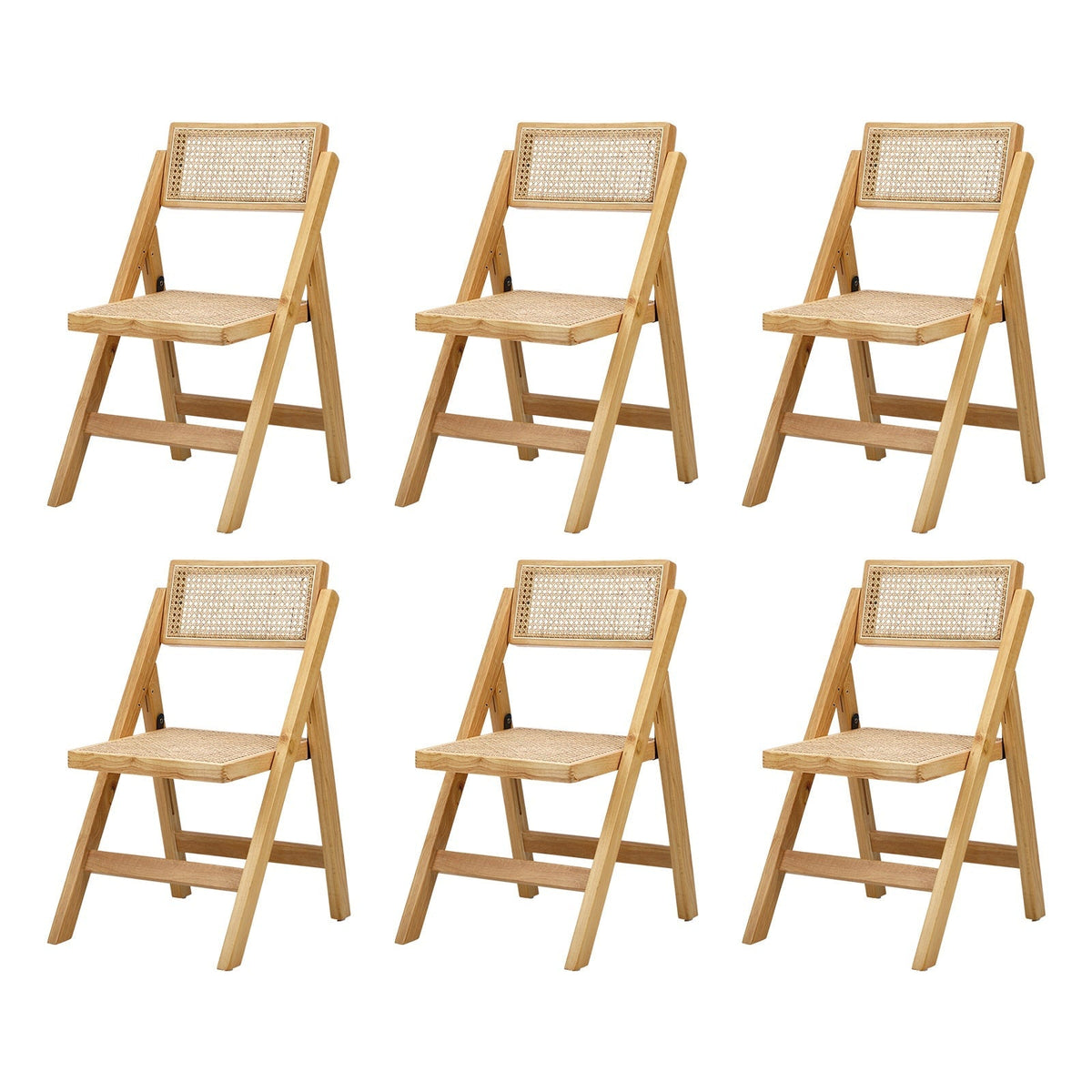 Oikiture Dining Chairs Folding Rattan Chair Wooden Accent Chair Natural
