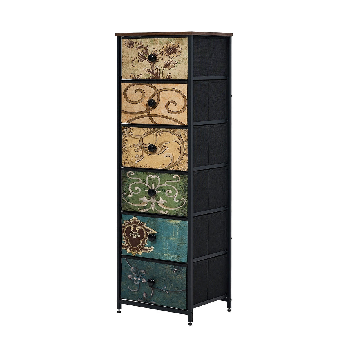 Oikiture Chest of Drawers Fabric Vintage Tallboy Storage Cabinet Dresser