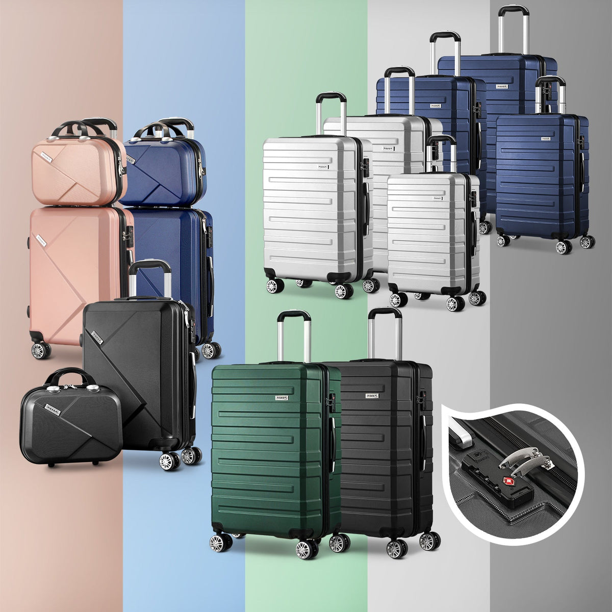 Mazam 1/2/3PCS Luggage Suitcase Trolley Set Travel TSA Lock Storage Hard Case
