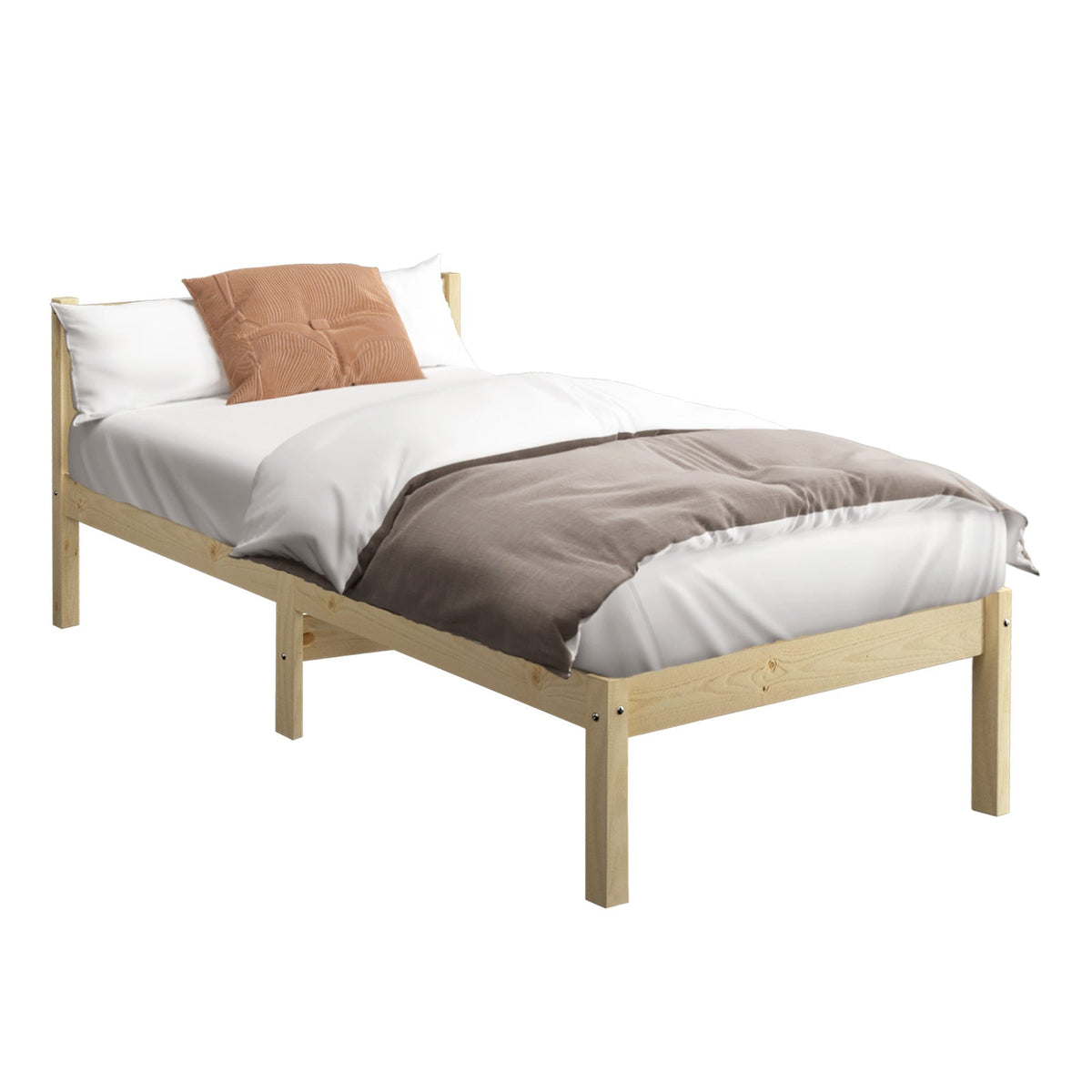 Oikiture Bed Frame Queen Double King Single Wooden Mattress Base Wood Headboard