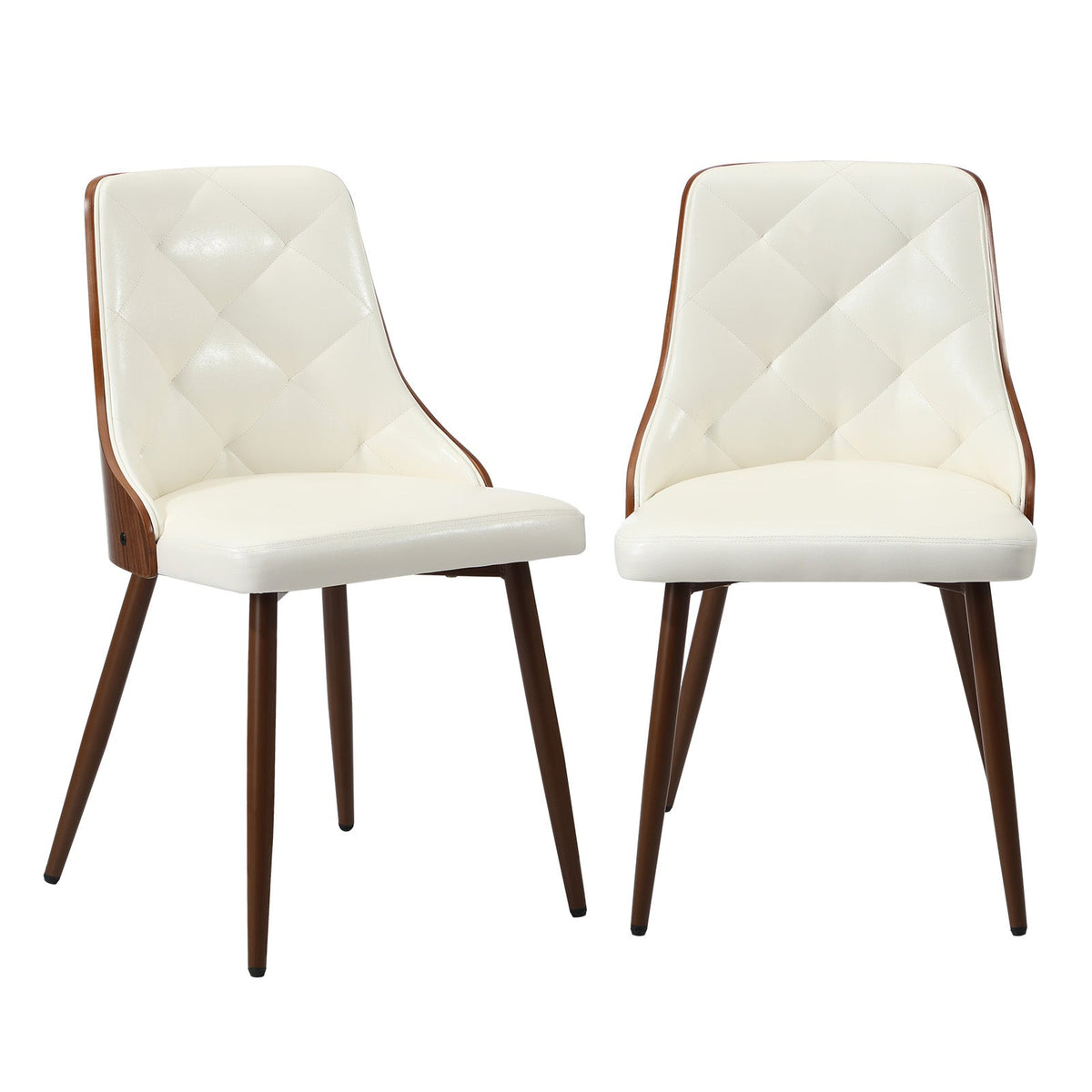 Oikiture Dining Chairs Set of 2 Tufted Glossy Faux PU Leather