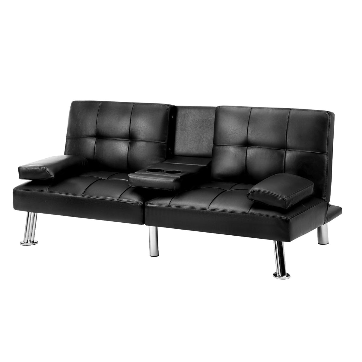 Oikiture Sofa Bed Lounge 3 Seater Futon Couch Recliner Cup Holder Sofabed Seat