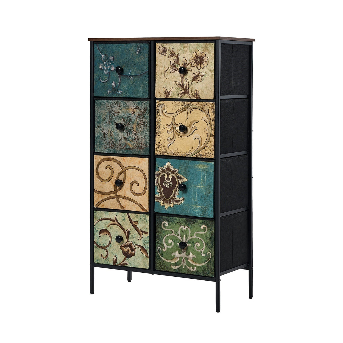 Oikiture Chest of Drawers Fabric Vintage Tallboy Storage Cabinet Dresser