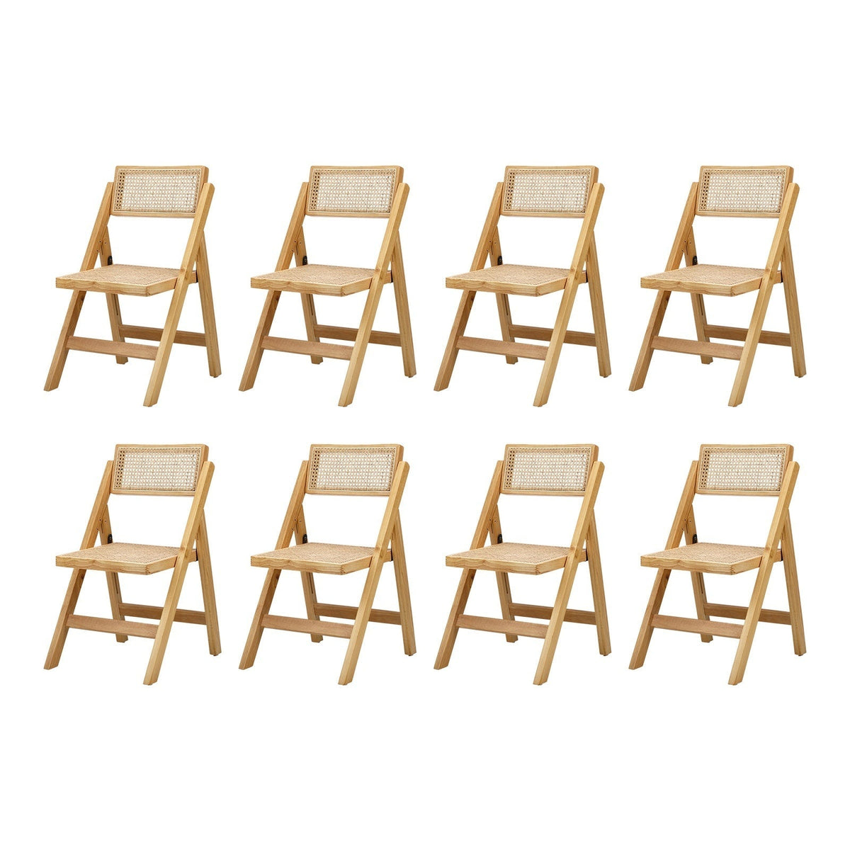 Oikiture Dining Chairs Folding Rattan Chair Wooden Accent Chair Natural