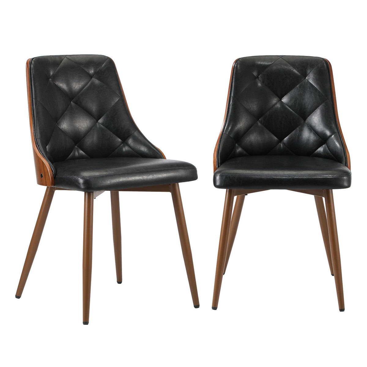 Oikiture Dining Chairs Set of 2 Tufted Glossy Faux PU Leather