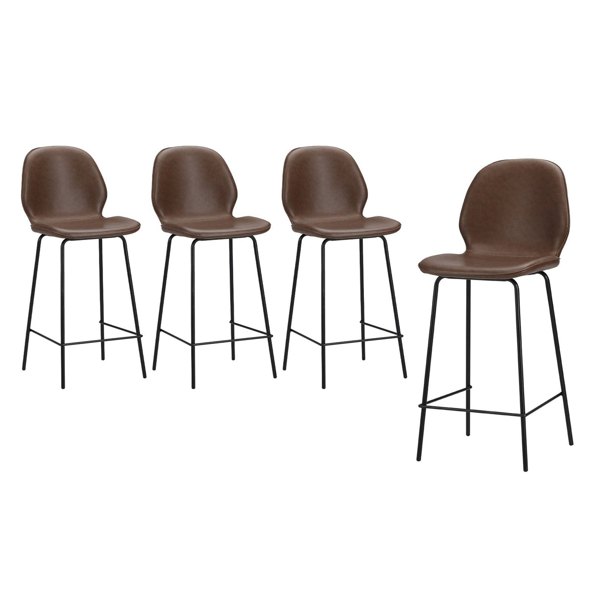 Oikiture 2/4x Bar Stools Kitchen Dining Stool Counter Metal Chairs Leather