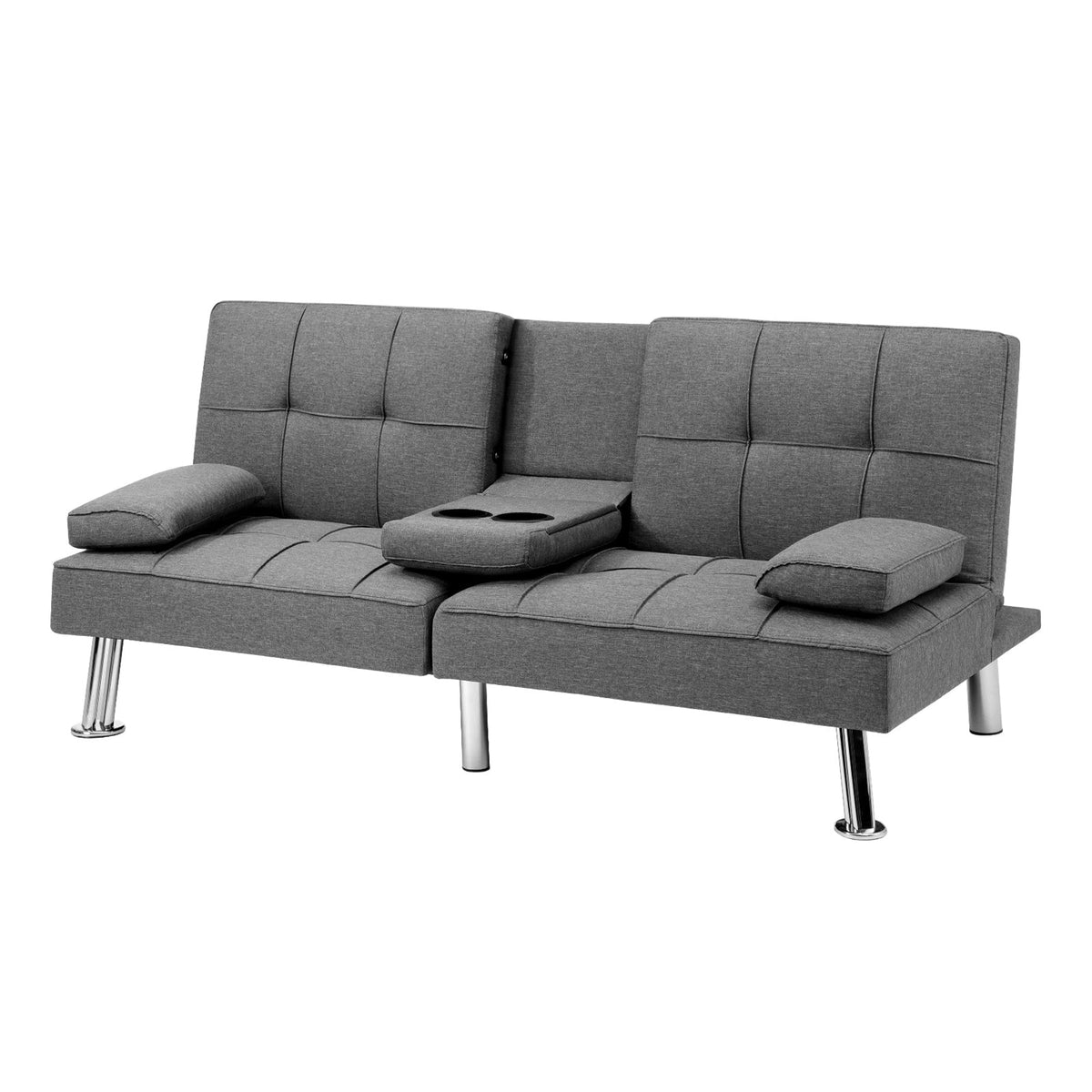 Oikiture Sofa Bed Lounge 3 Seater Futon Couch Recliner Cup Holder Sofabed Seat