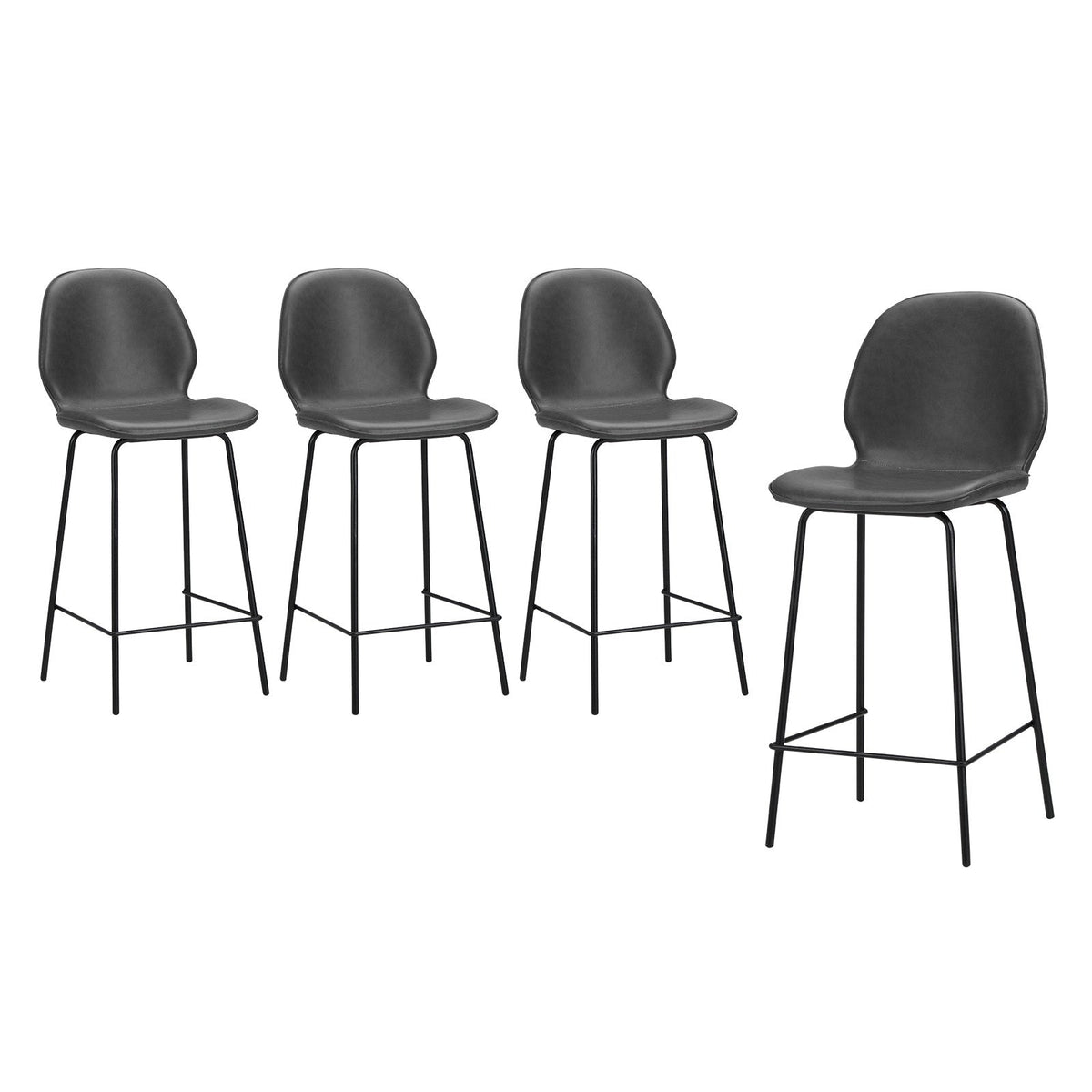 Oikiture 2/4x Bar Stools Kitchen Dining Stool Counter Metal Chairs Leather