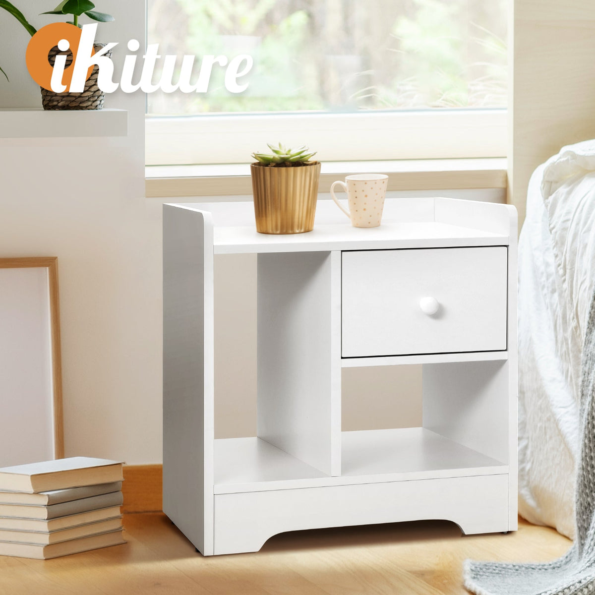Oikiture Bedside Tables Side Table Nightstand Storage Drawer Shelf Bedroom Unit