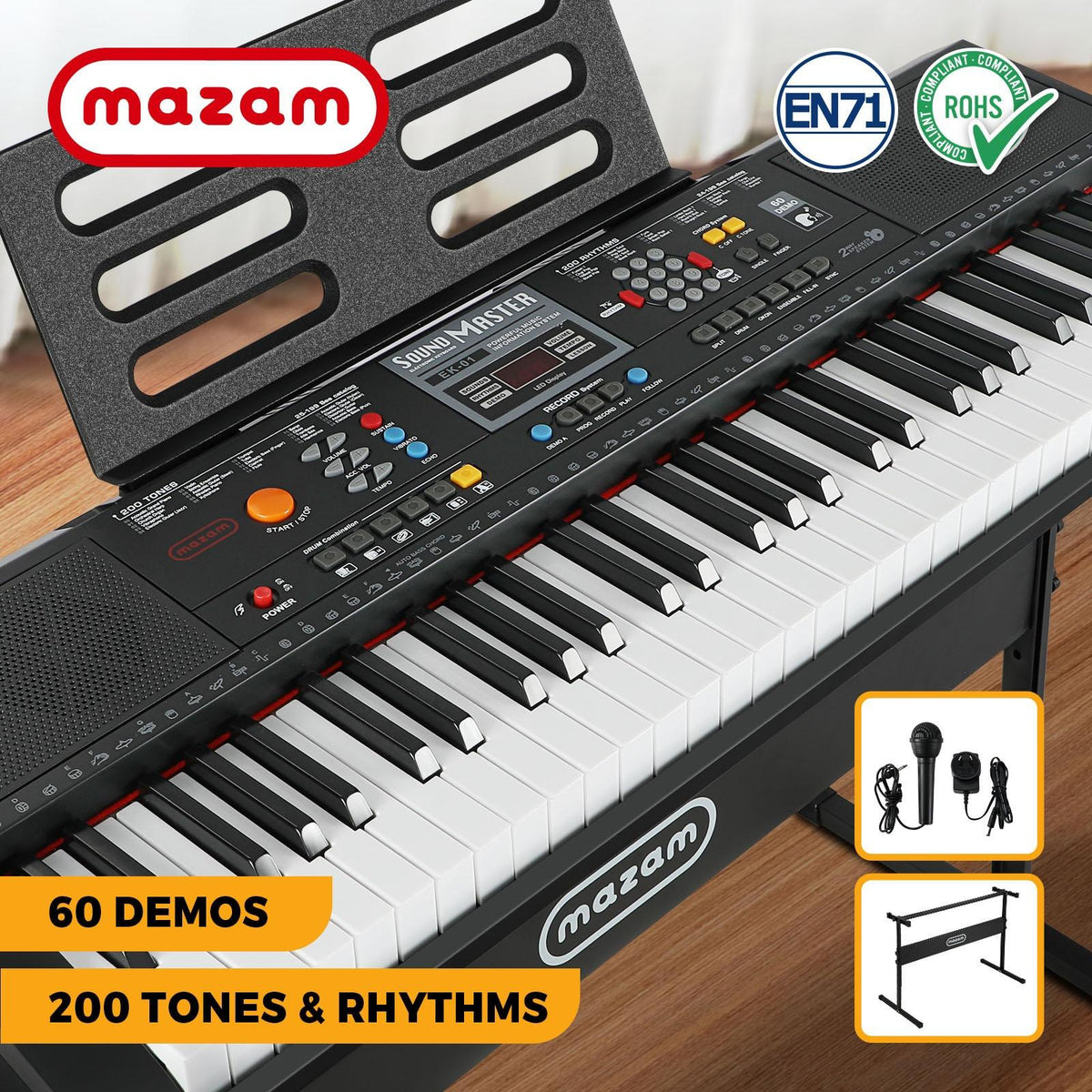 Mazam 61 Keys Electronic Piano Keyboard Electric Keyboards Musical Kids Toy Gift