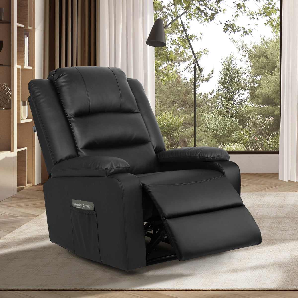 Oikiture Recliner Chair ArmChair Padded Lounge With Side Pocket Polyester/PU