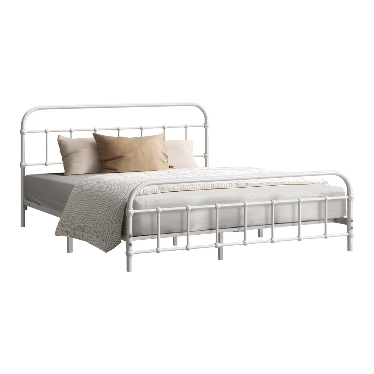 Oikiture Metal Bed Frame Queen Double King Single Size Metal Bed Base Platform