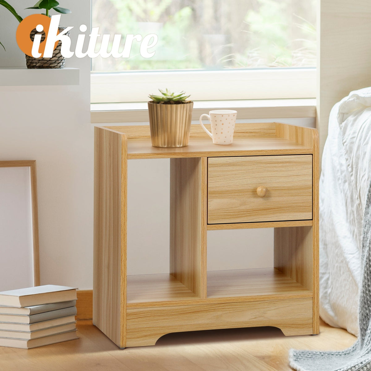 Oikiture Bedside Tables Side Table Nightstand Storage Drawer Shelf Bedroom Unit