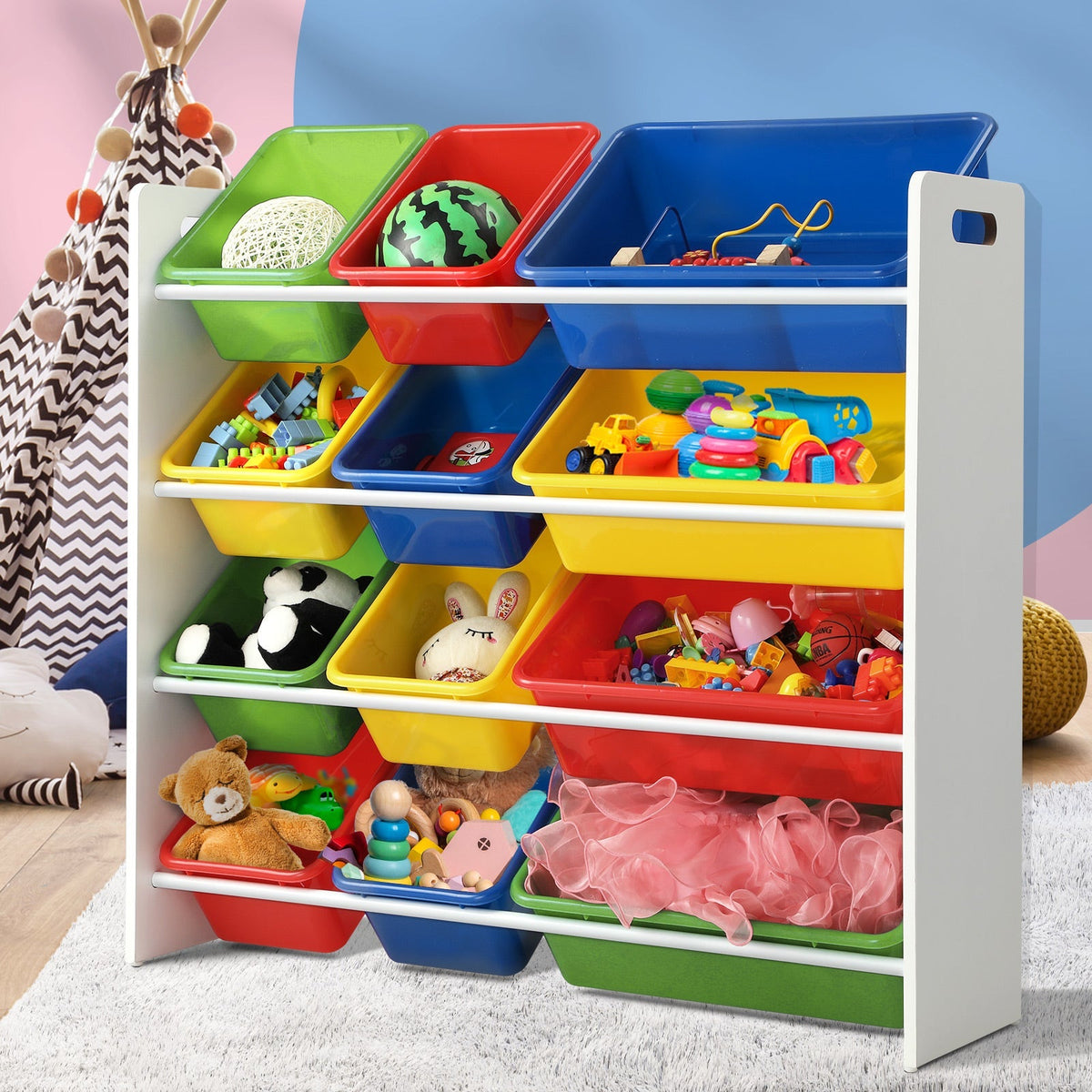 Oikiture Kids Toy Box Organiser Display Shelf Storage Rack Drawer