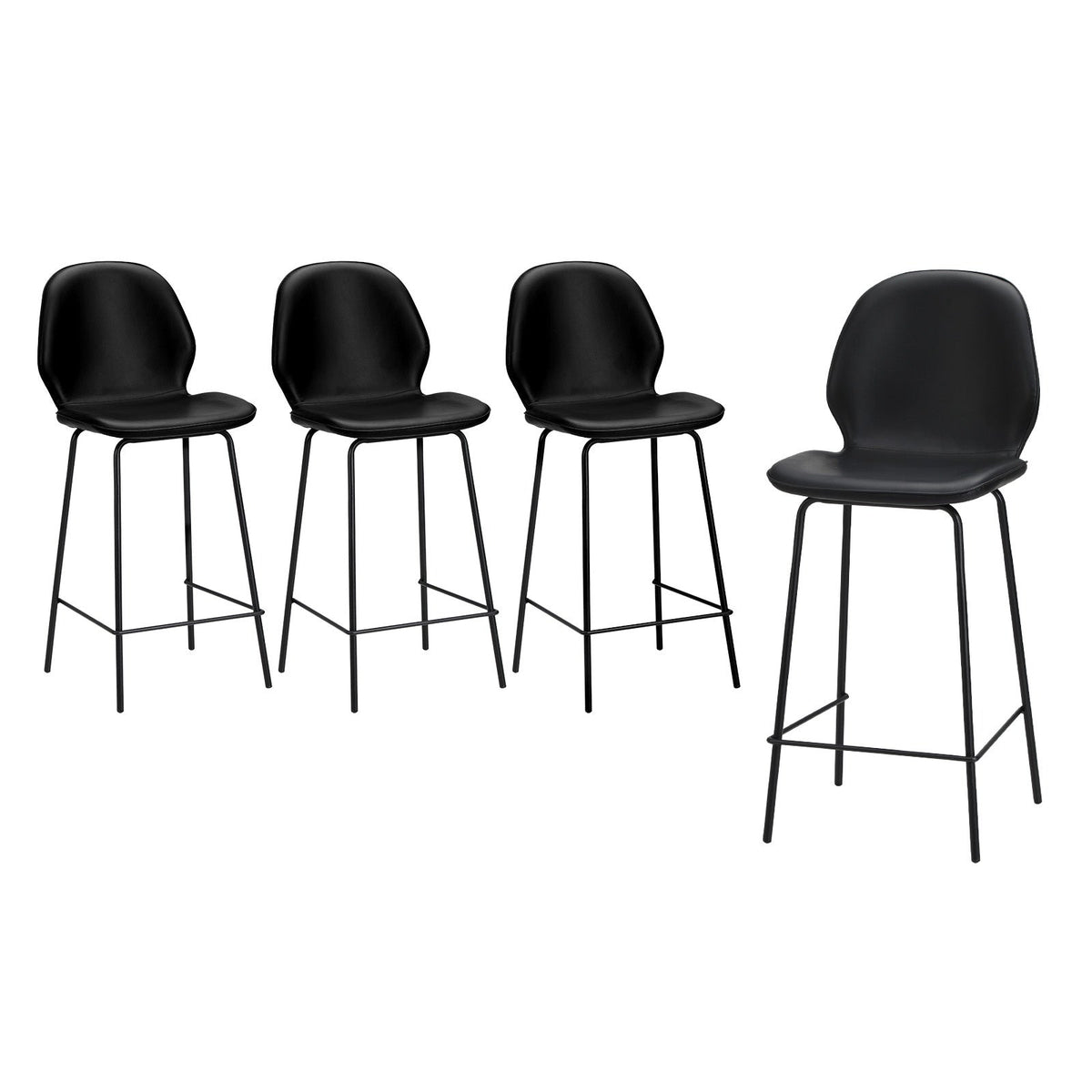 Oikiture 2/4x Bar Stools Kitchen Dining Stool Counter Metal Chairs Leather
