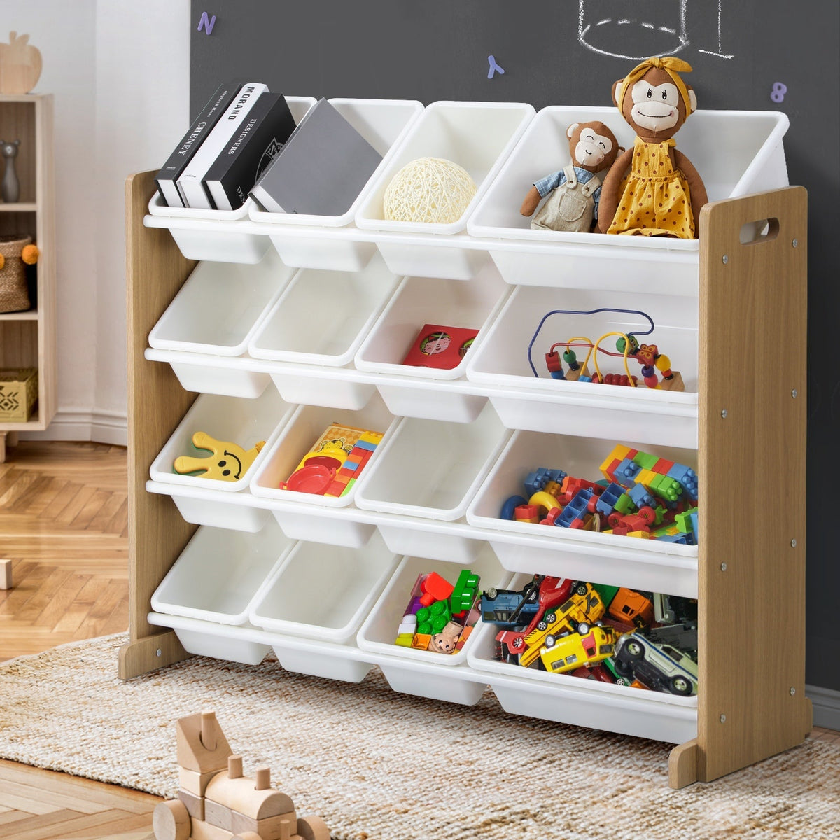 Oikiture Kids Toy Box Organiser Display Shelf Storage Rack Drawer