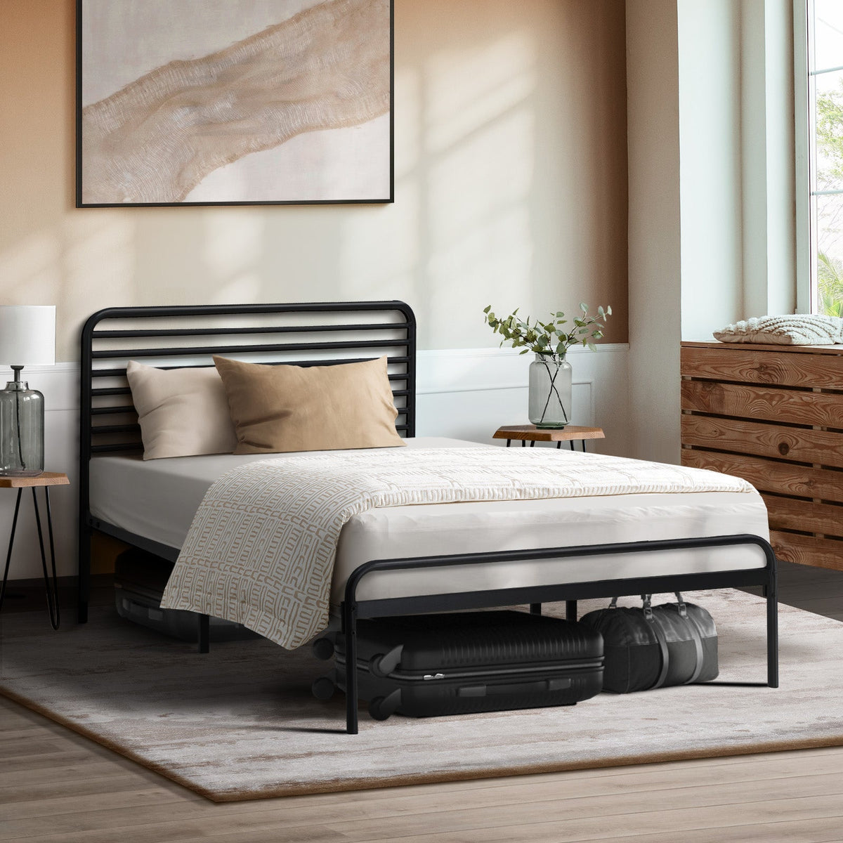Oikiture Metal Bed Frame Queen Double King Single Bed Base Beds Platform