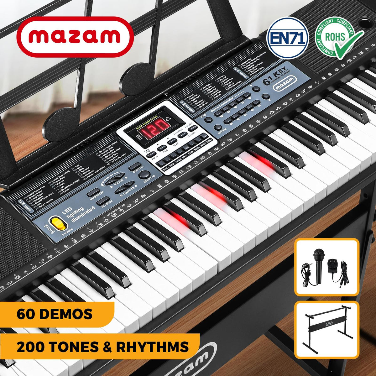 Mazam 61 Keys Electronic Piano Keyboard Electric Keyboards Musical Kids Toy Gift