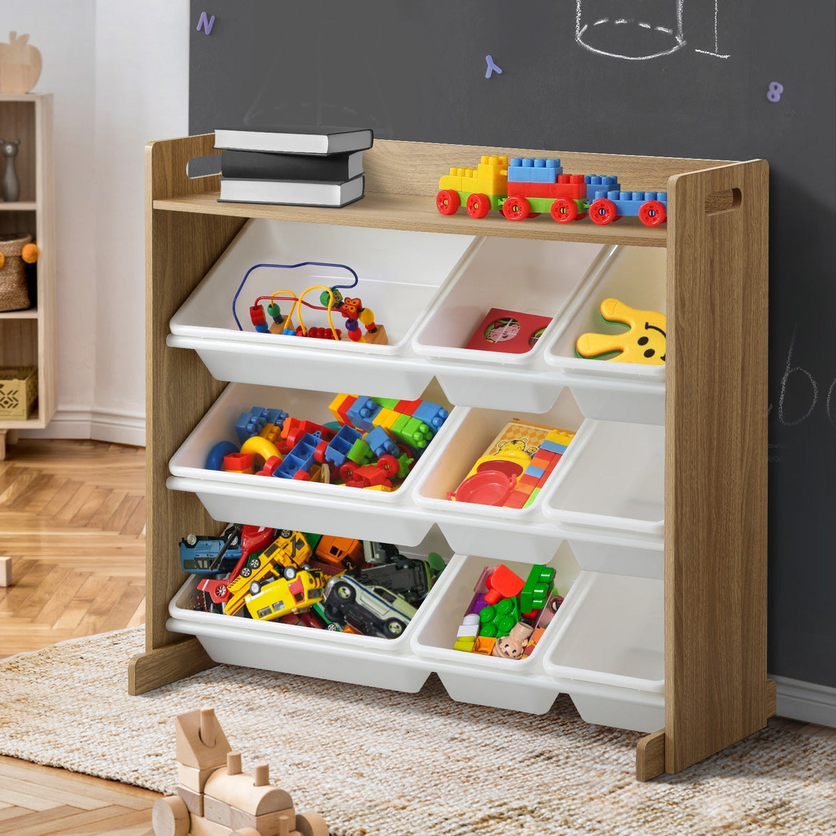 Oikiture Kids Toy Box Organiser Display Shelf Storage Rack Drawer