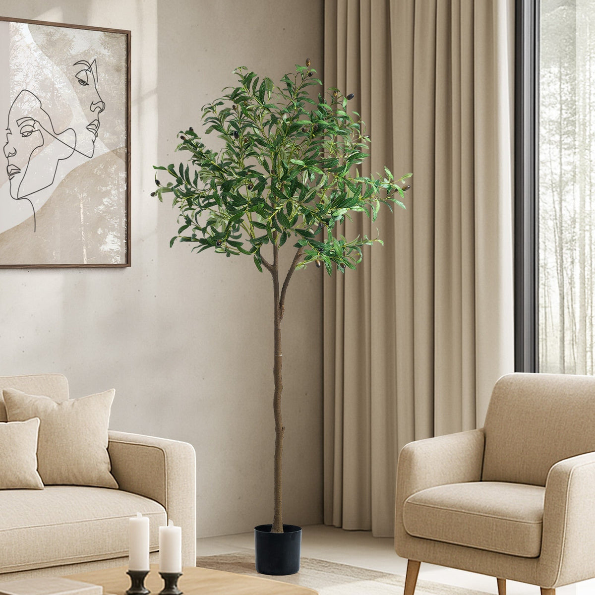 Livsip 150-210cm Artificial Potted Plants Lifelike Fake Tree Home Garden Decor
