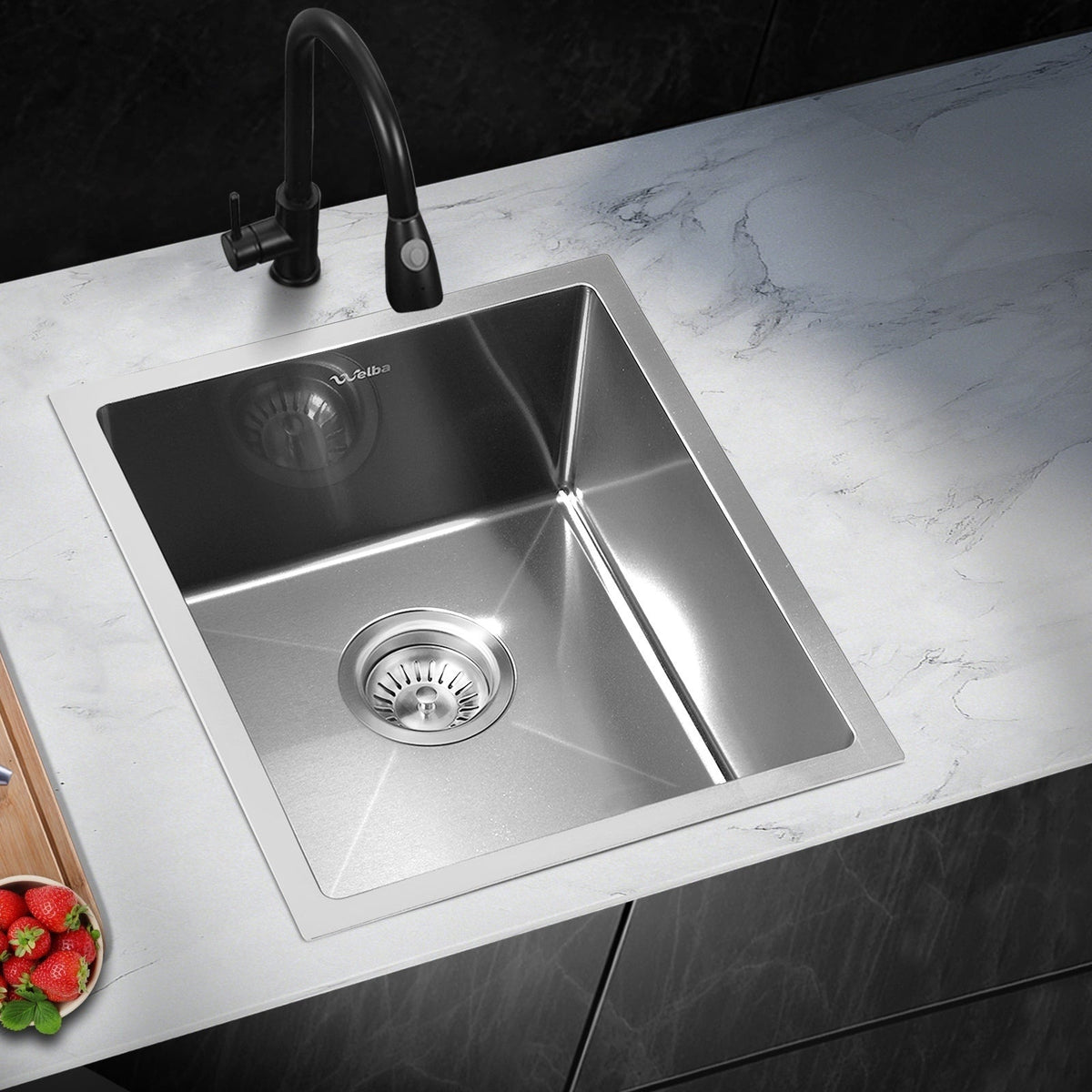 Welba Kitchen Sink Stainless Steel Single Double Bowl Basin With Waste Silver