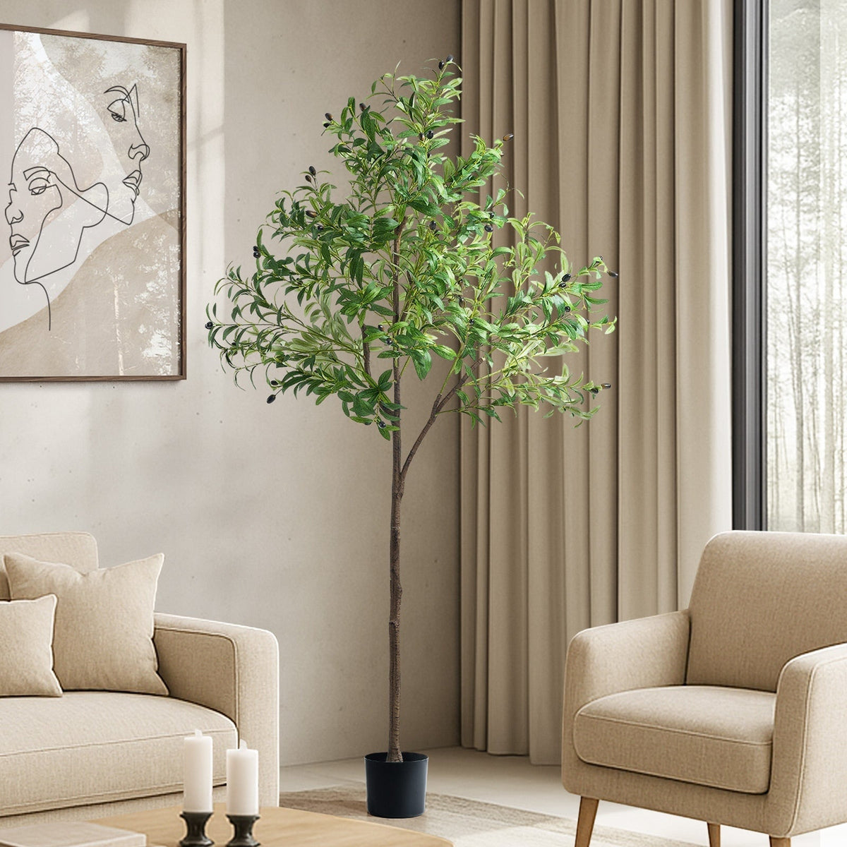 Livsip 150-210cm Artificial Potted Plants Lifelike Fake Tree Home Garden Decor