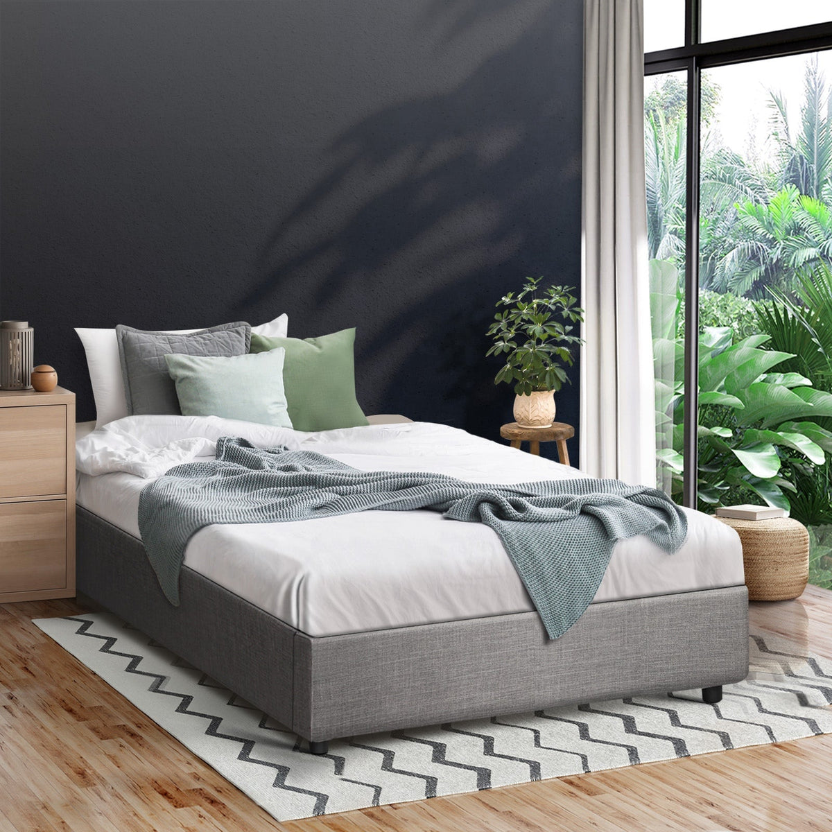 Oikiture Bed Frame Queen Double King Single Gas Lift Base With Storage Platform