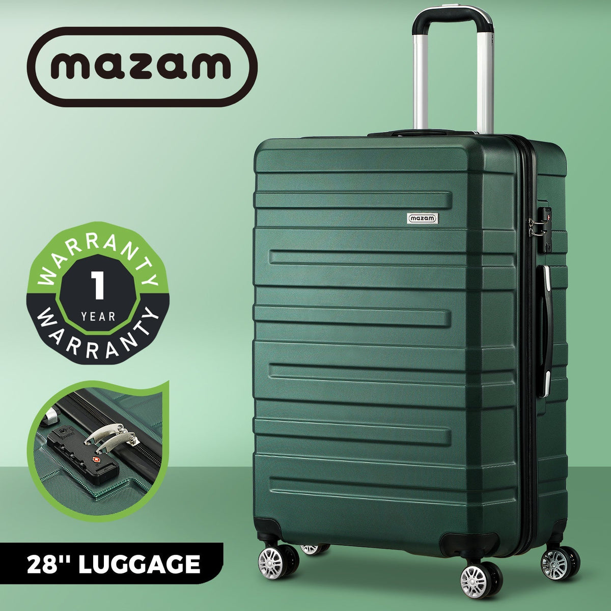 Mazam 1/2/3PCS Luggage Suitcase Trolley Set Travel TSA Lock Storage Hard Case