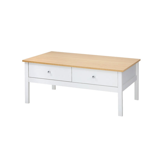 Oikiture Coffee Table Storage Drawers Side Tables Sofa Cafe Desk Natural White