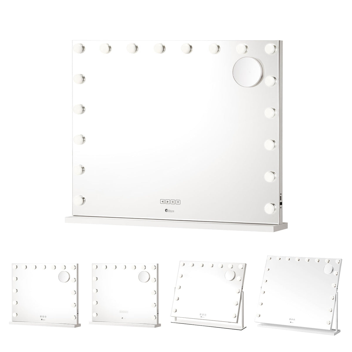 Oikiture Hollywood Mirrors Makeup Magnifying Mirror Bluetooth with LED Lights
