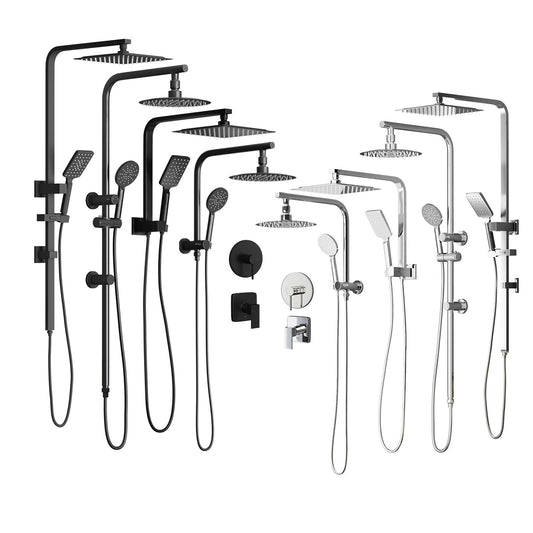Welba 10" Shower Head Set Square Round Handheld With Shower Mixer Tap Combo WELS