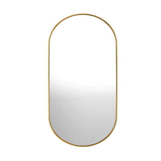 Oikiture Wall Mirrors Oval Makeup Mirror Bedroom Home Decor Gold 84x50cm