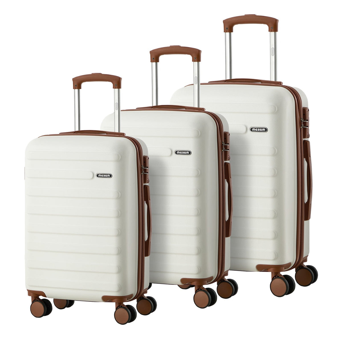 Mazam 3PCS Luggage Suitcase Trolley Set Travel TSA Lock Hard Shell Case White