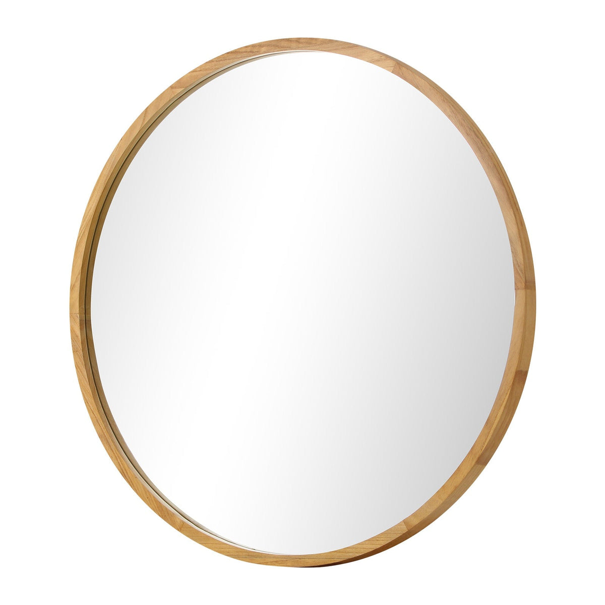 Oikiture 60cm Wall Mirrors Round Makeup Mirror Home Decor Wooden Dining Room
